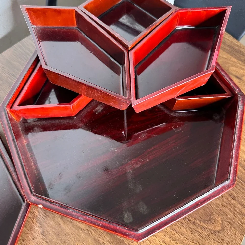Vintage‎ Chinese Lacquer Inlaid Mother of Pearl 